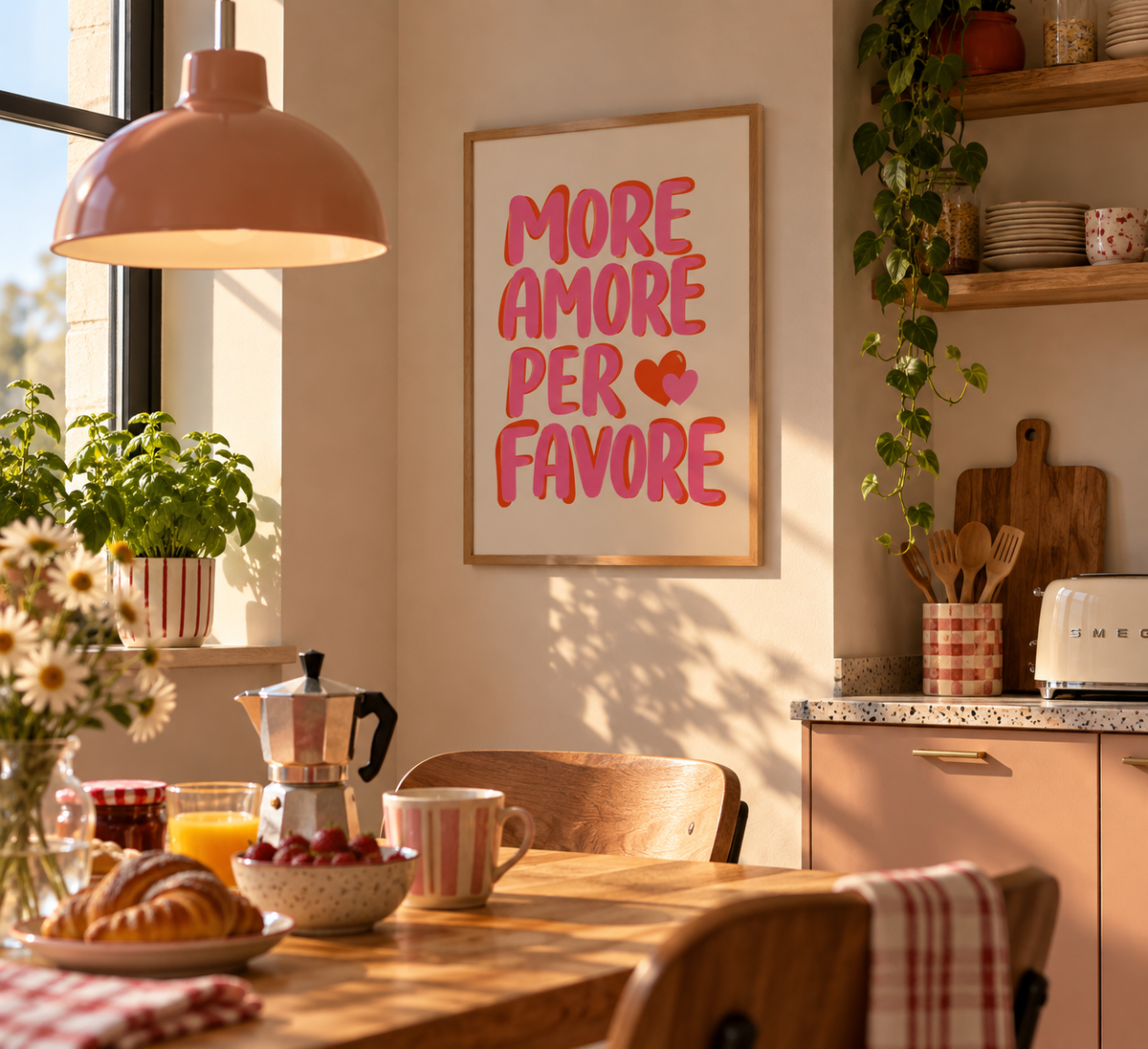 PHOTO STAMPA SCRITTA MORE AMORE PERFAVORE
