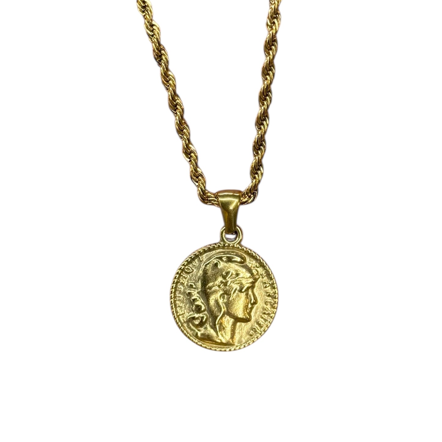 Collana acciaio moneta gold