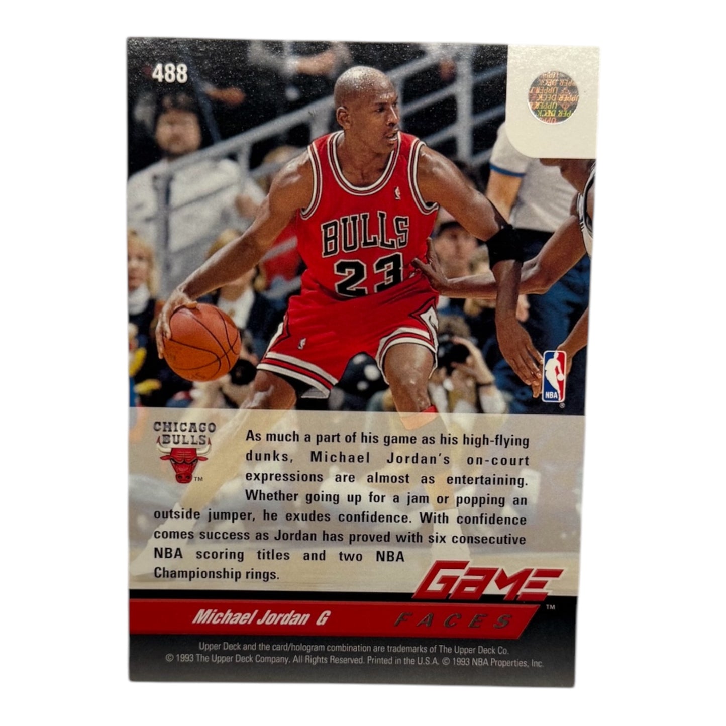 Michael Jordan Nba Upper deck Game Faces 1993 #488