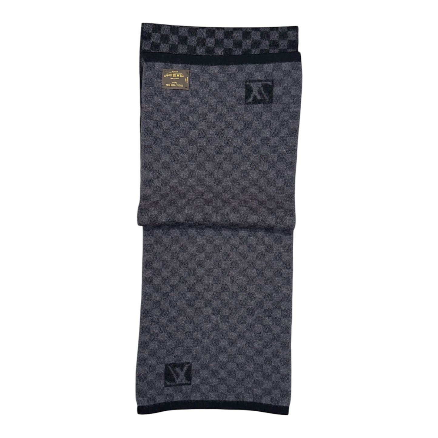 Louis Vuitton black/grey damier wool scarf used
