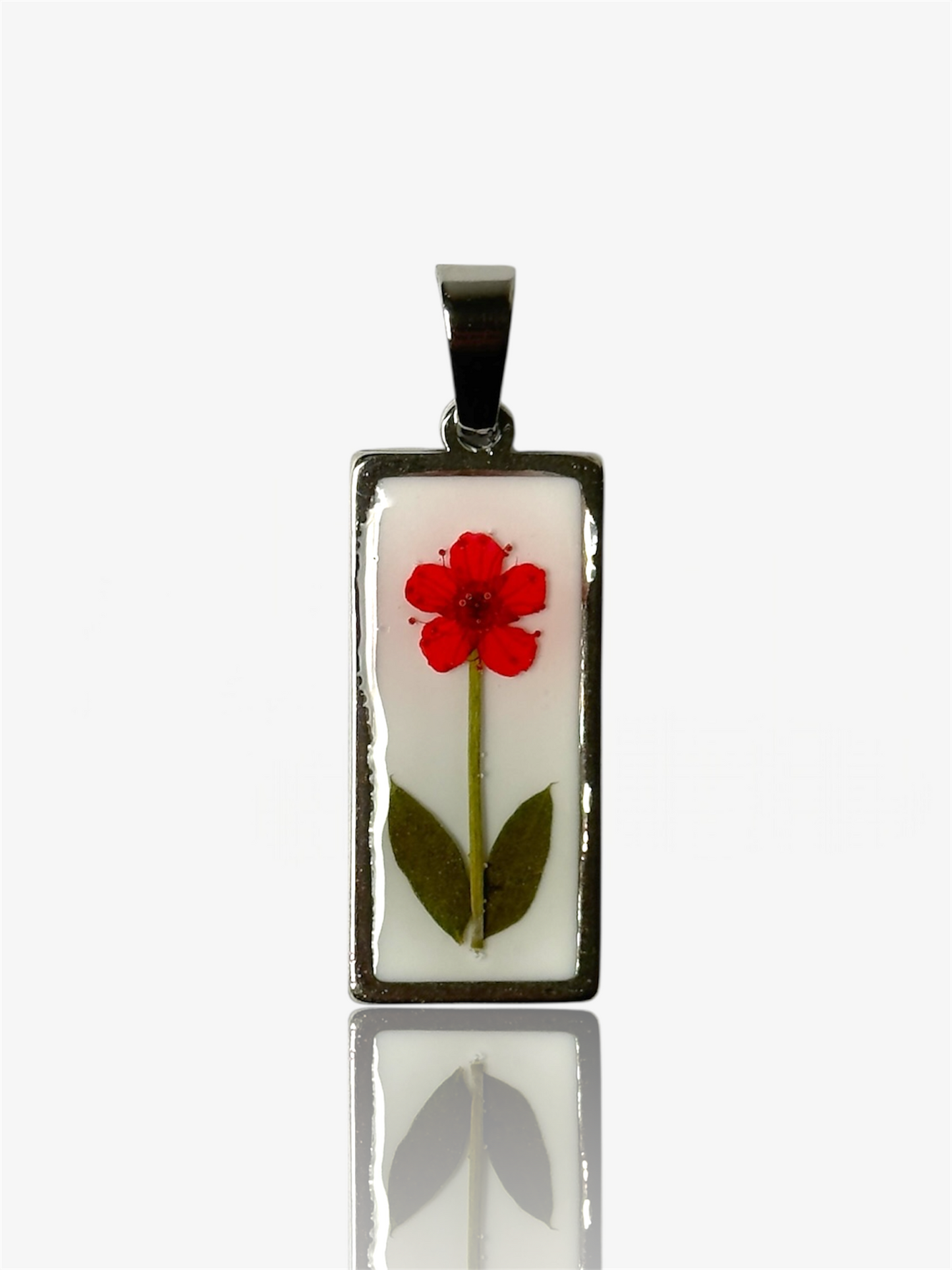 Ciondolo rettangolo Petals vintage argento