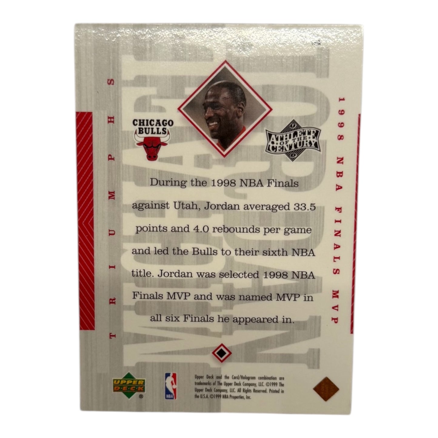Michael Jordan Nba Upper deck athlete century holo 1999 #84