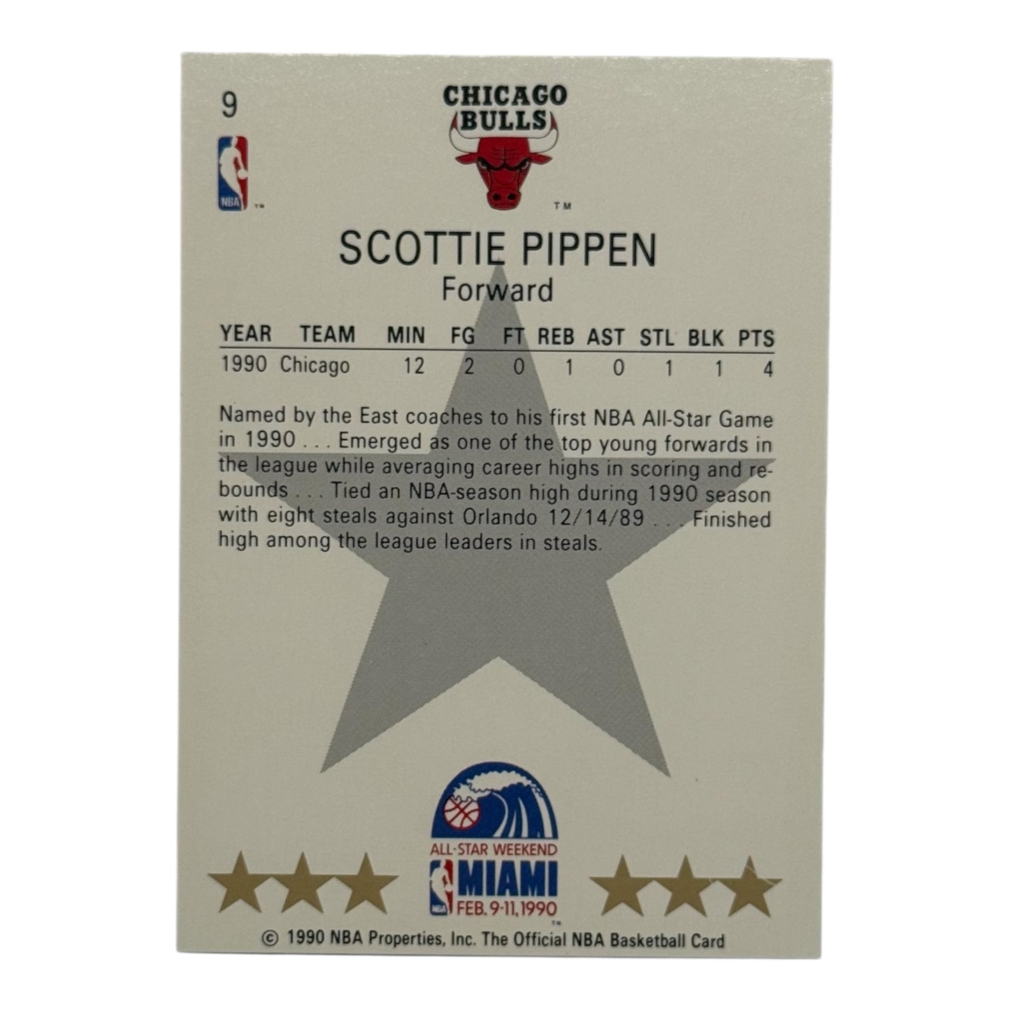 Scottie Pippen Bulls All star gold Hoops 1990 #9