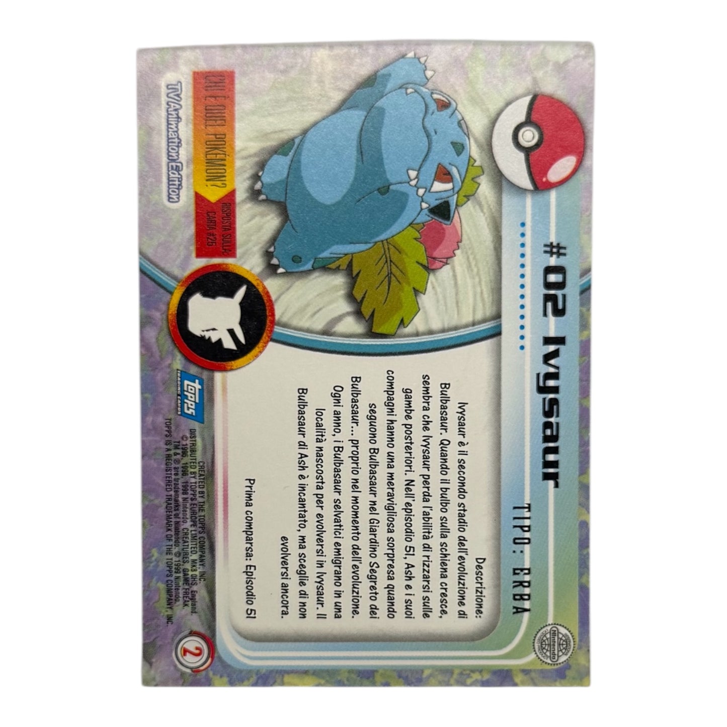 Pokemon Topps 1999 IVYSAUR #02