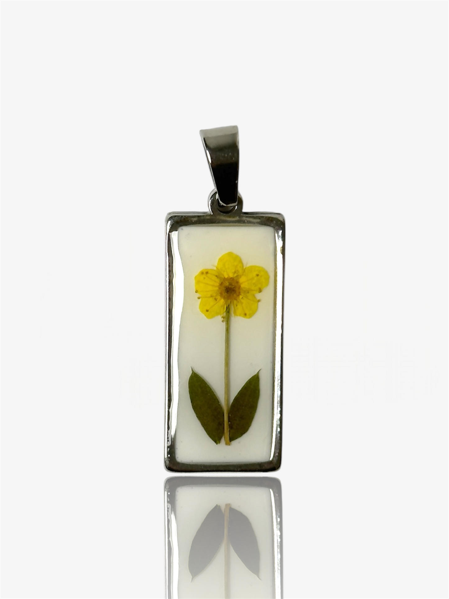 Ciondolo rettangolo Petals vintage argento