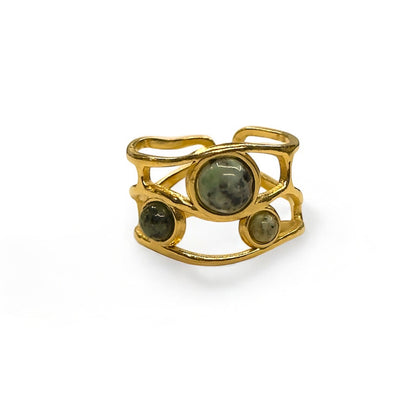 Green Stone Weaving Ring