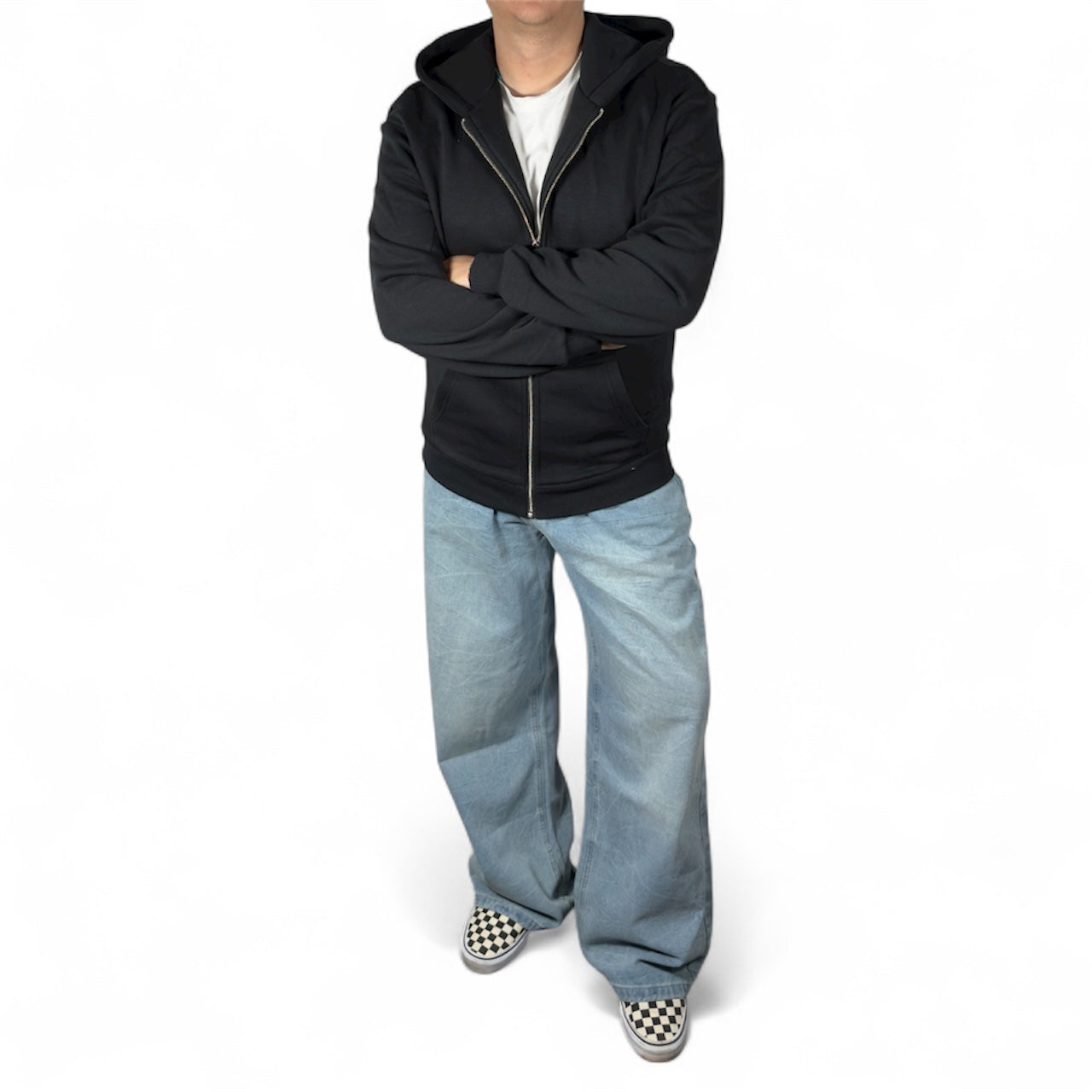 AR HOODIE ZIP BOXY BLACK