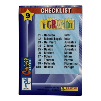 Totti card Roma Panini Calcio 1999 Holo #9 Star IT