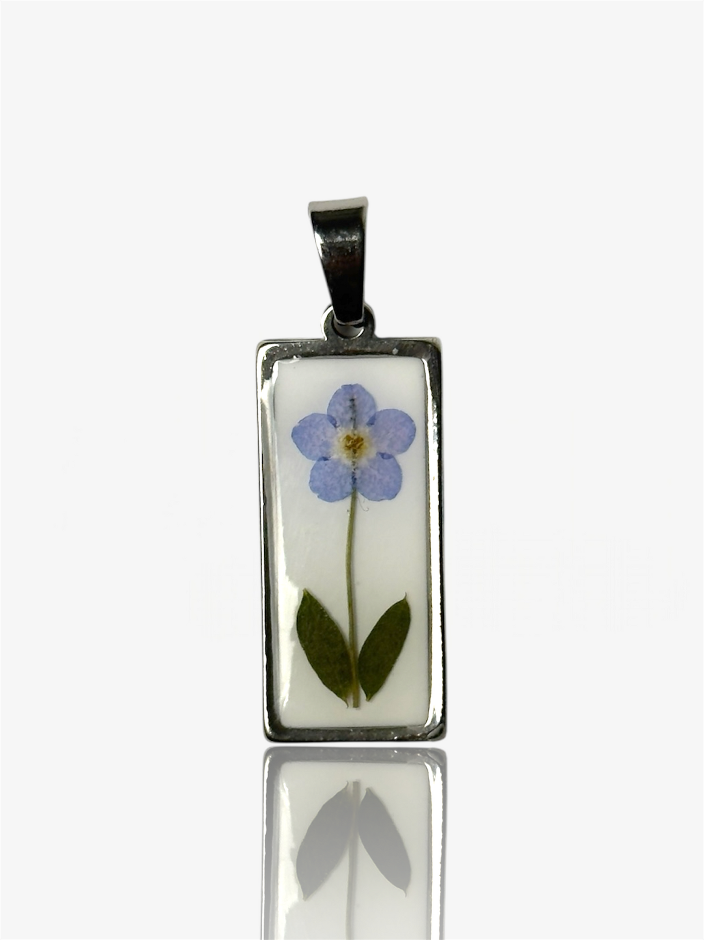 Ciondolo rettangolo Petals vintage argento