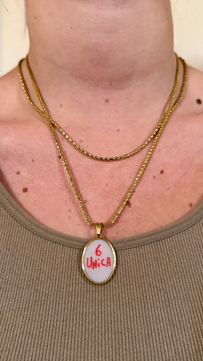 Pendant with writing 6 unique silver