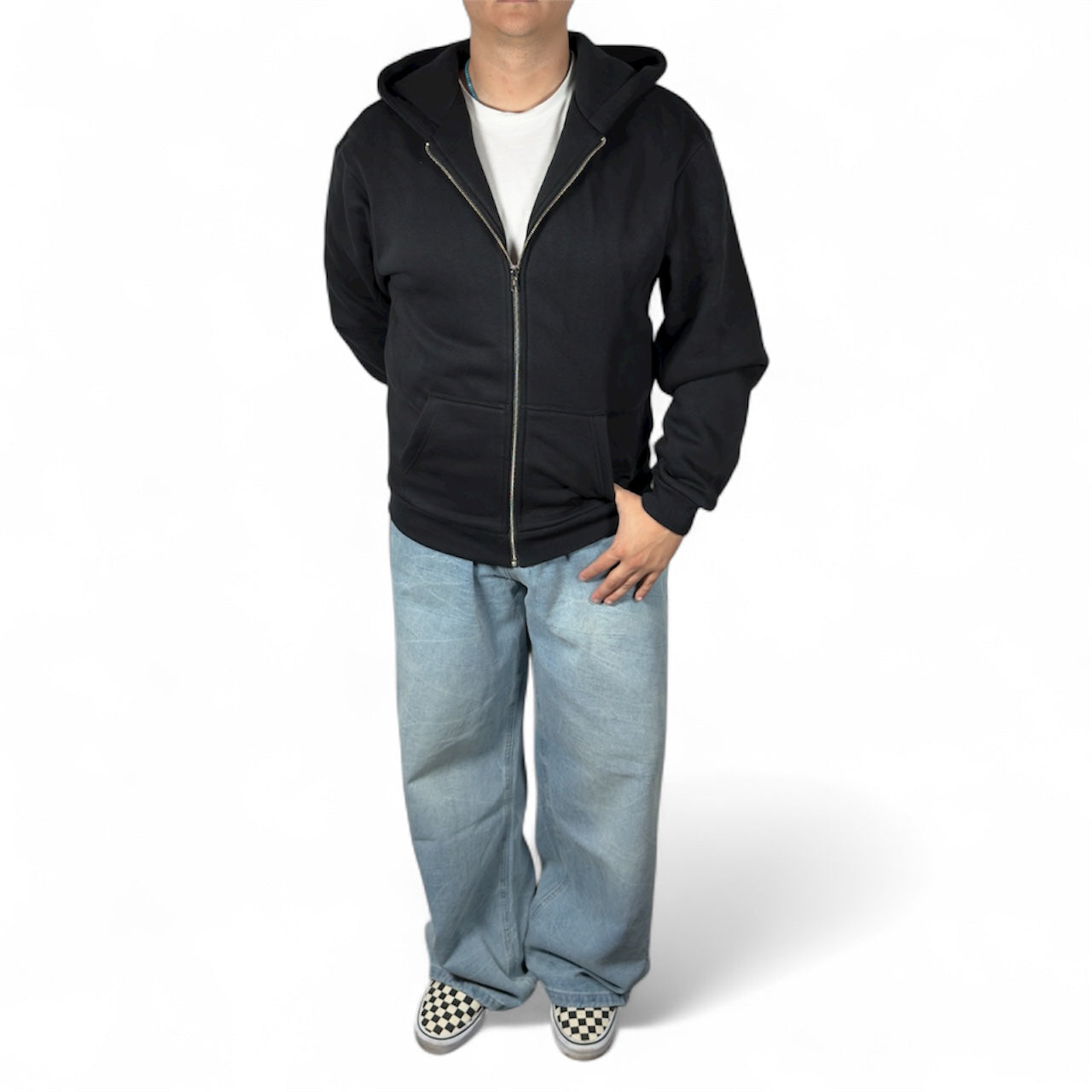 AR HOODIE ZIP BOXY BLACK
