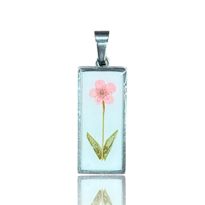 Ciondolo rettangolo Petals vintage argento