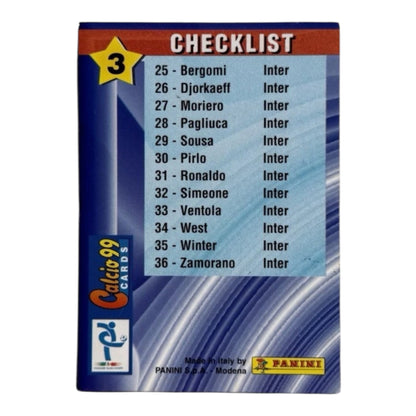 Ronaldo card Inter Panini Calcio 1999 Holo #3 Star IT