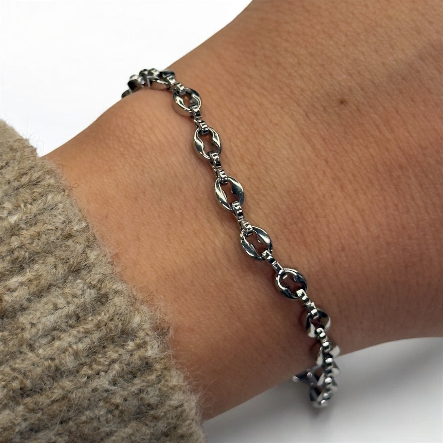 Bracciale acciaio maglia ovale