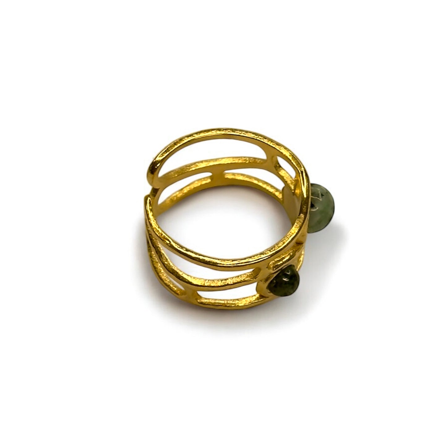 Anello Intreccio pietre verdi