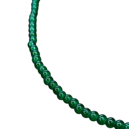 Steel necklace with green Brazilian beads
