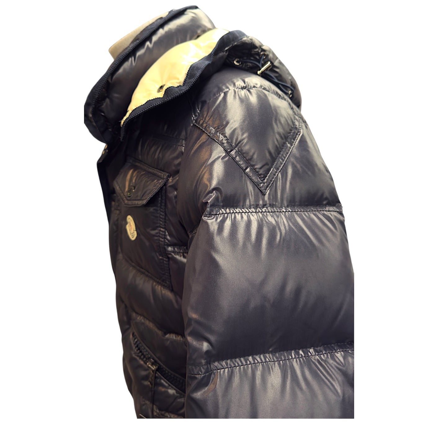 Moncler giacca piumino blu navy lucido usato