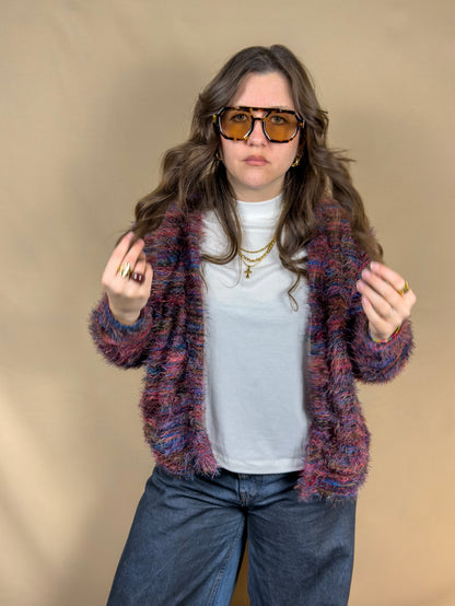 AR CARDIGAN BORDEAUX MISTO PELOSO