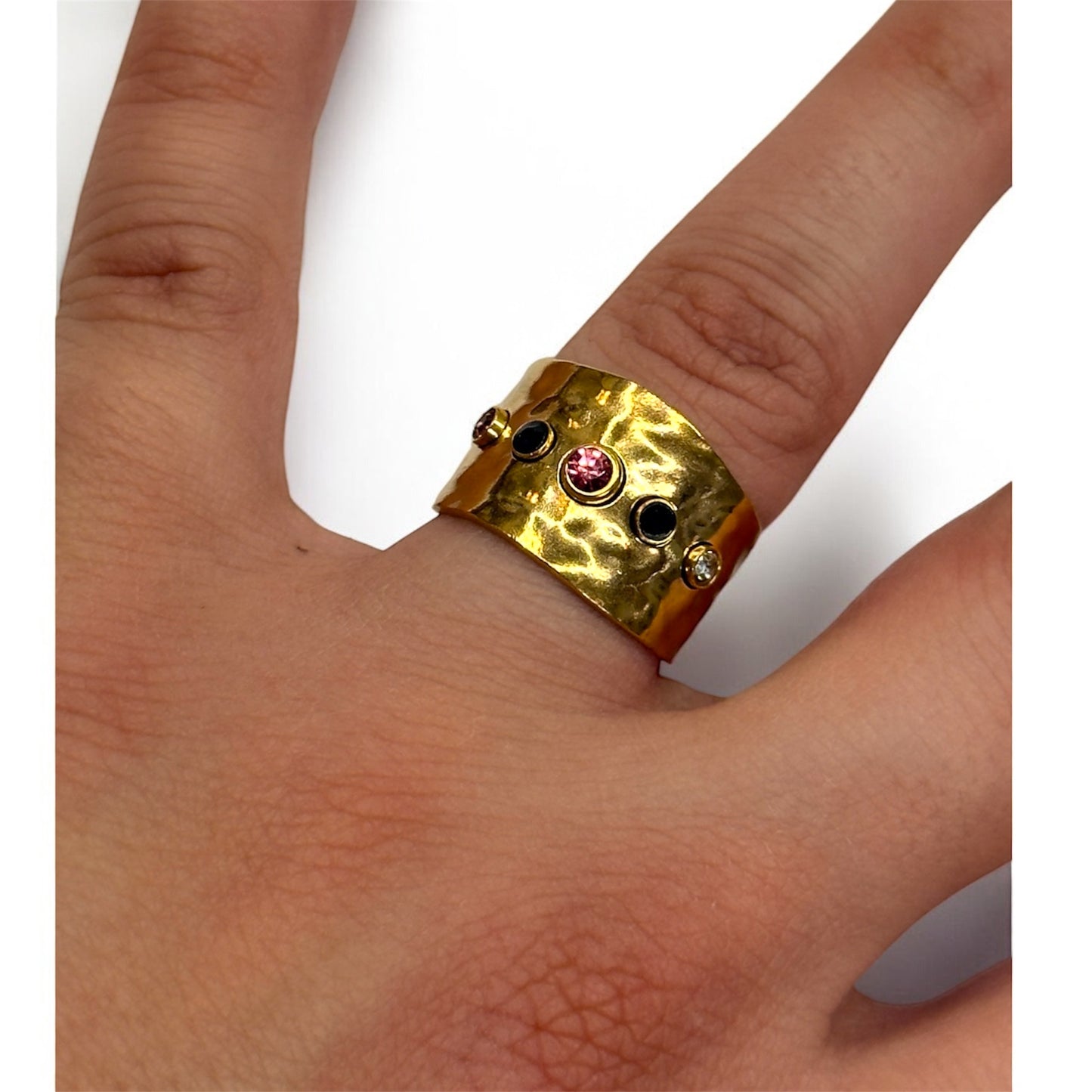 Anello 5 pietre dorato