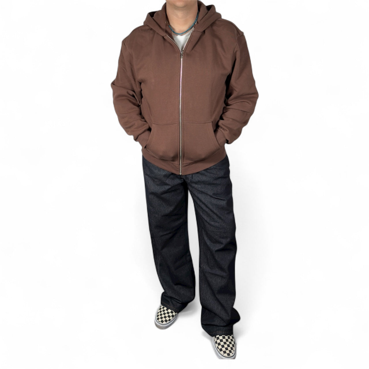 AR HOODIE ZIP BOXY BROWN CHOCOLATE