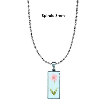 Ciondolo rettangolo Petals vintage argento