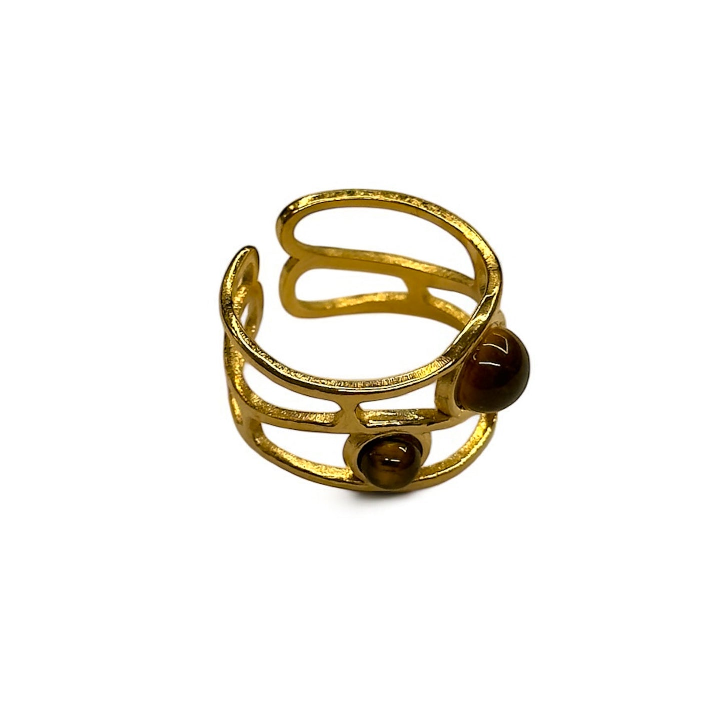 Anello Intreccio pietre occhio di tigre