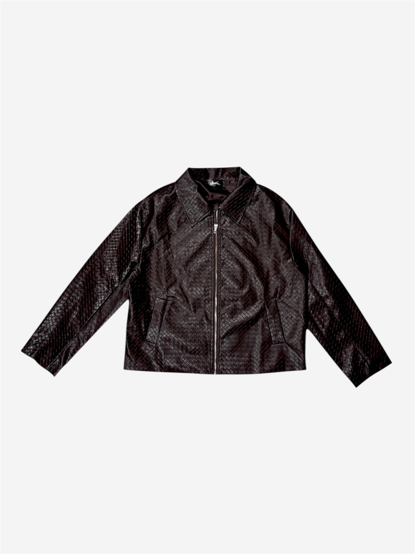 AR GIACCA PELLE INTRECCIATA MARRONE