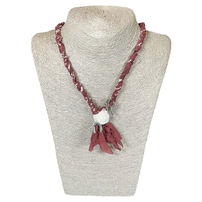NECKLACE BROWN BANDANA GOOD LUCK