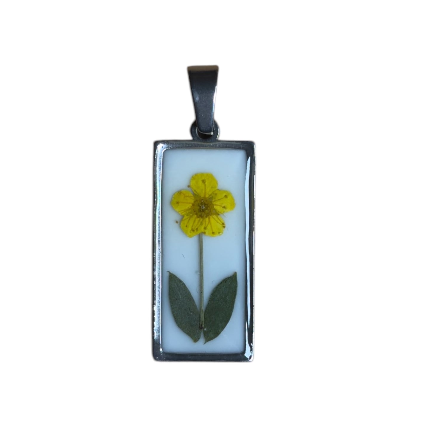 Ciondolo rettangolo Petals vintage argento