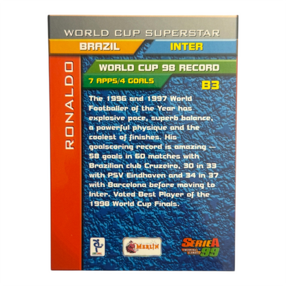Ronaldo card Inter Merlin Calcio Superstar Serie A 1999 Holo IT