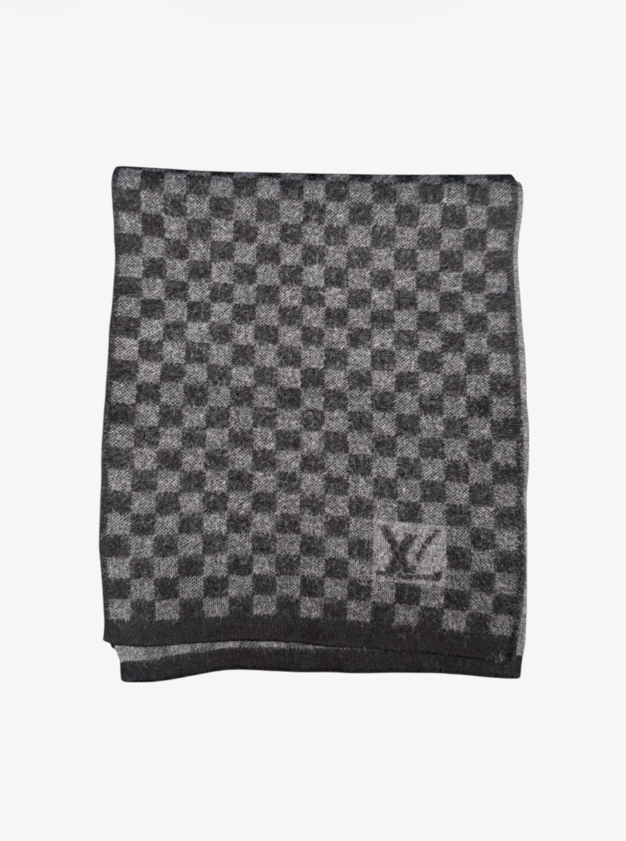 Louis Vuitton black/grey damier wool scarf used 