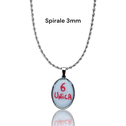 Pendant with writing 6 unique silver