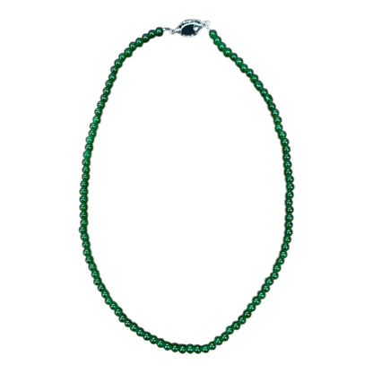 Steel necklace with green Brazilian beads