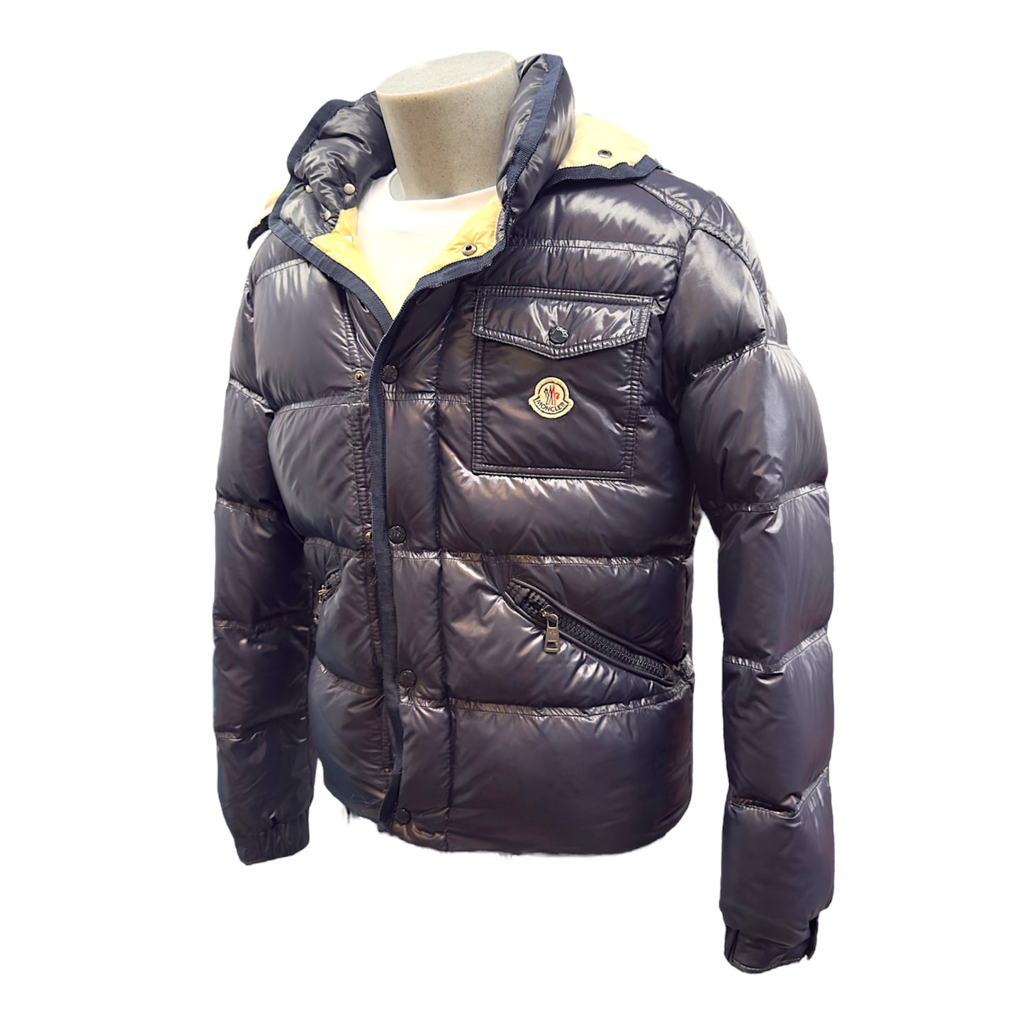 Moncler giacca piumino blu navy lucido usato