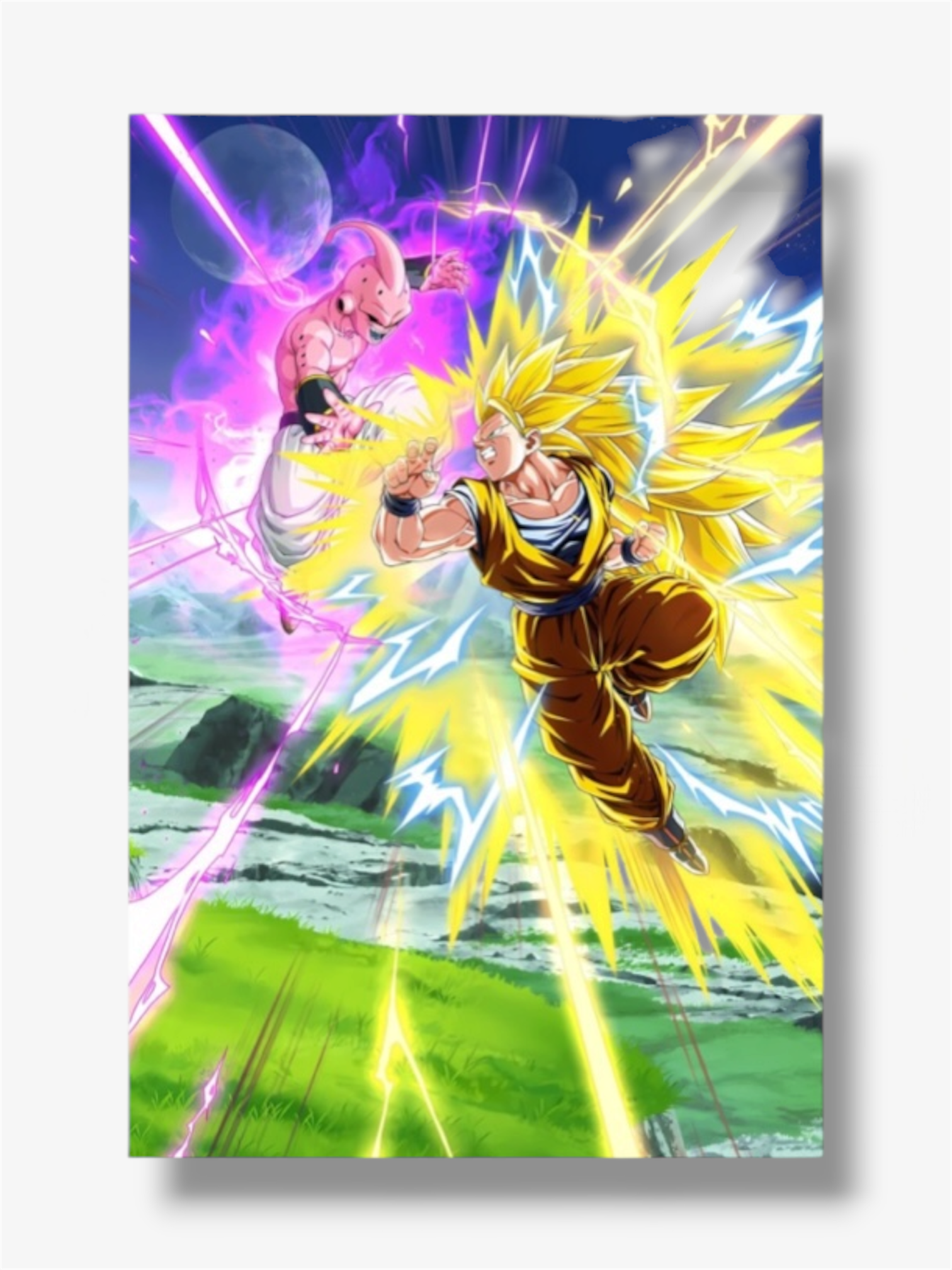 Dragon ball photo stampe goku supersayan 3 contro majin bu