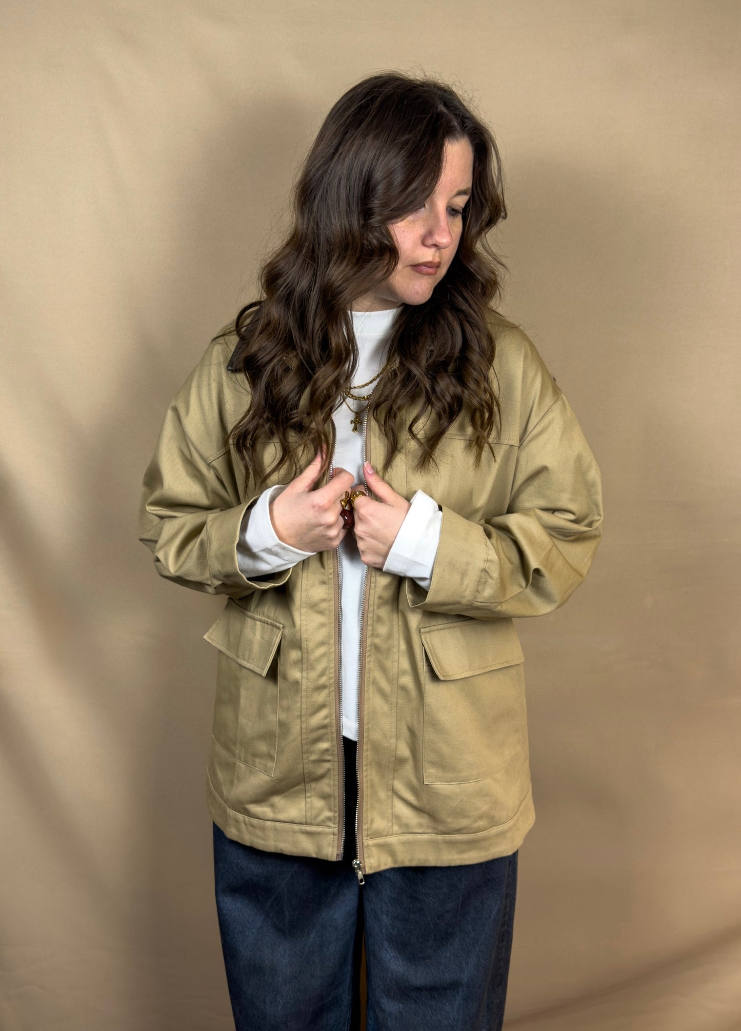 AR OVERSIZED WORK JACKET WITH DOUBLE POCKETS