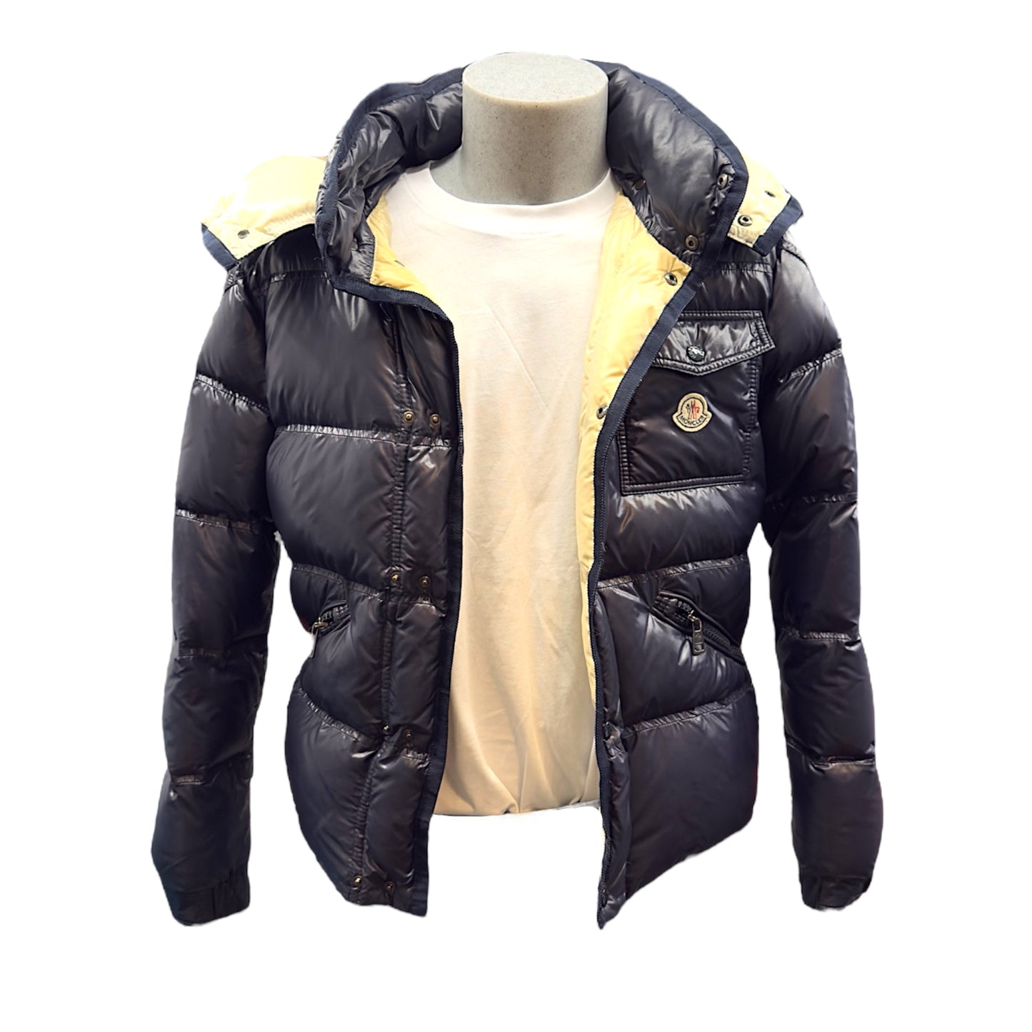 Moncler giacca piumino blu navy lucido usato