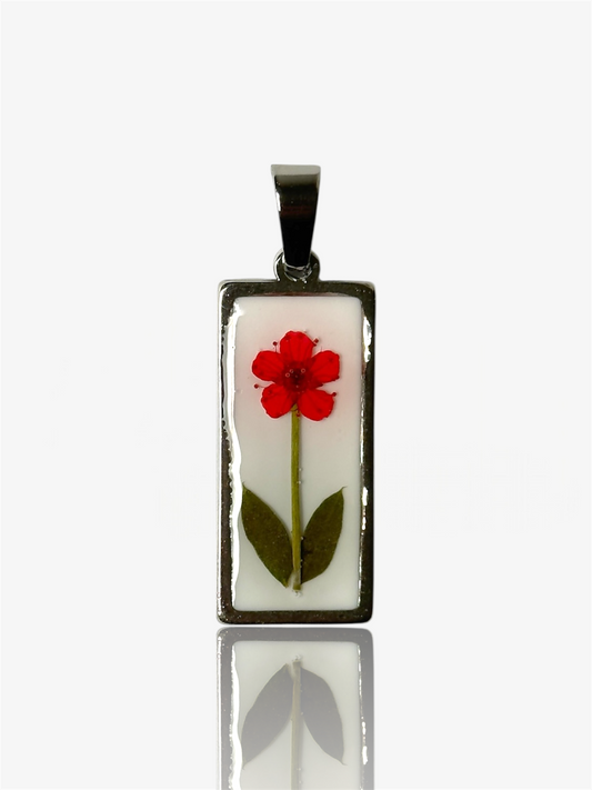Ciondolo rettangolo Petals vintage argento