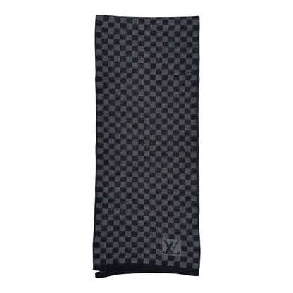 Louis Vuitton black/grey damier wool scarf used 