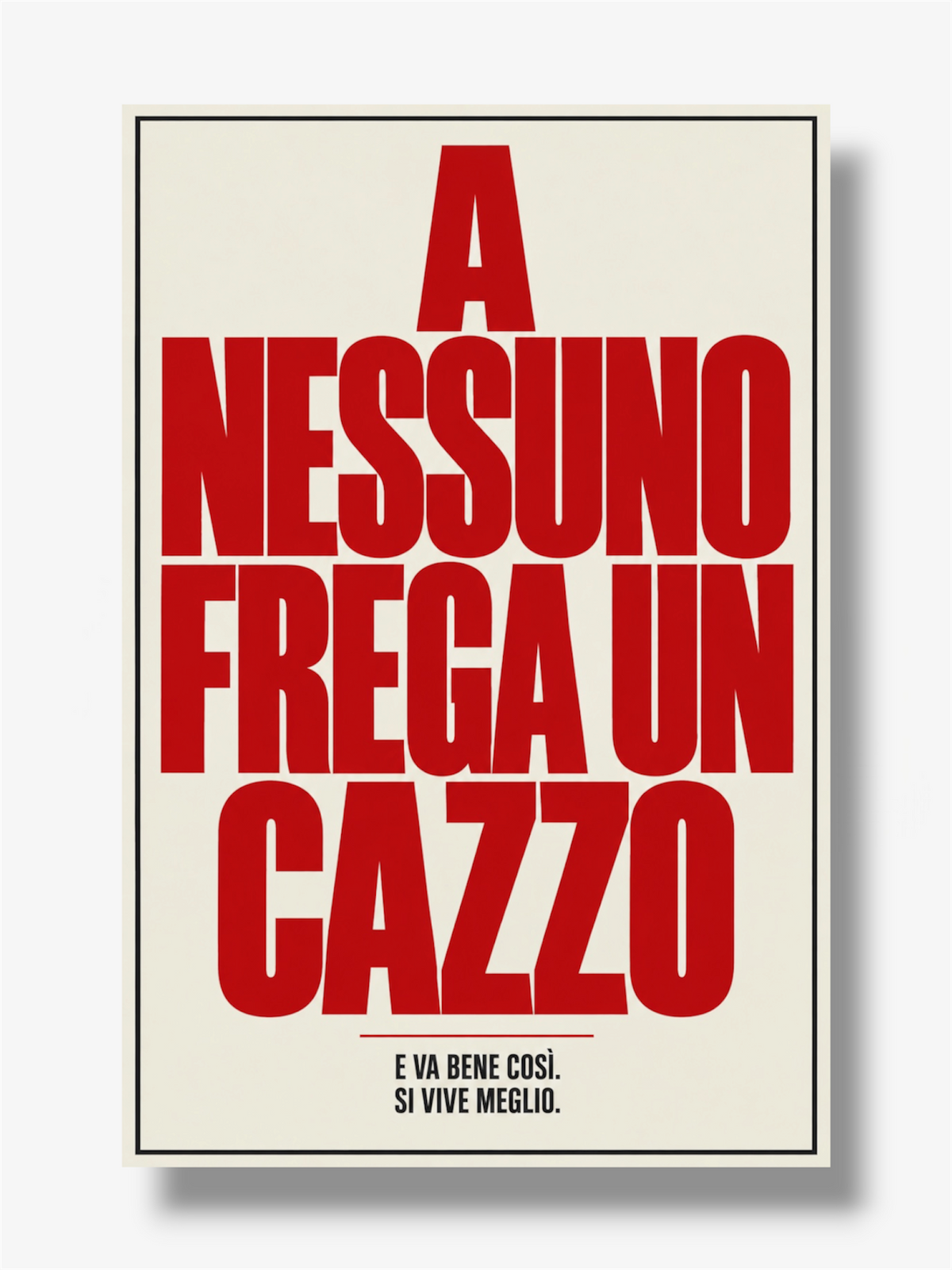 PHOTO STAMPA SCRITTA A NESSUNO FREGA UN CAZZO