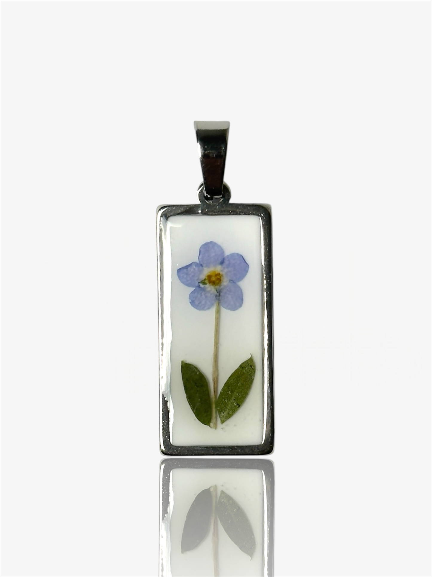 Ciondolo rettangolo Petals vintage argento