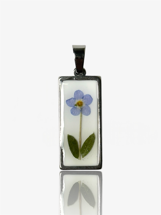 Ciondolo rettangolo Petals vintage argento