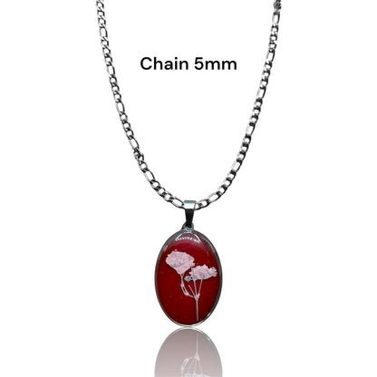 Large Round Petals Pendant Vintage Red Silver