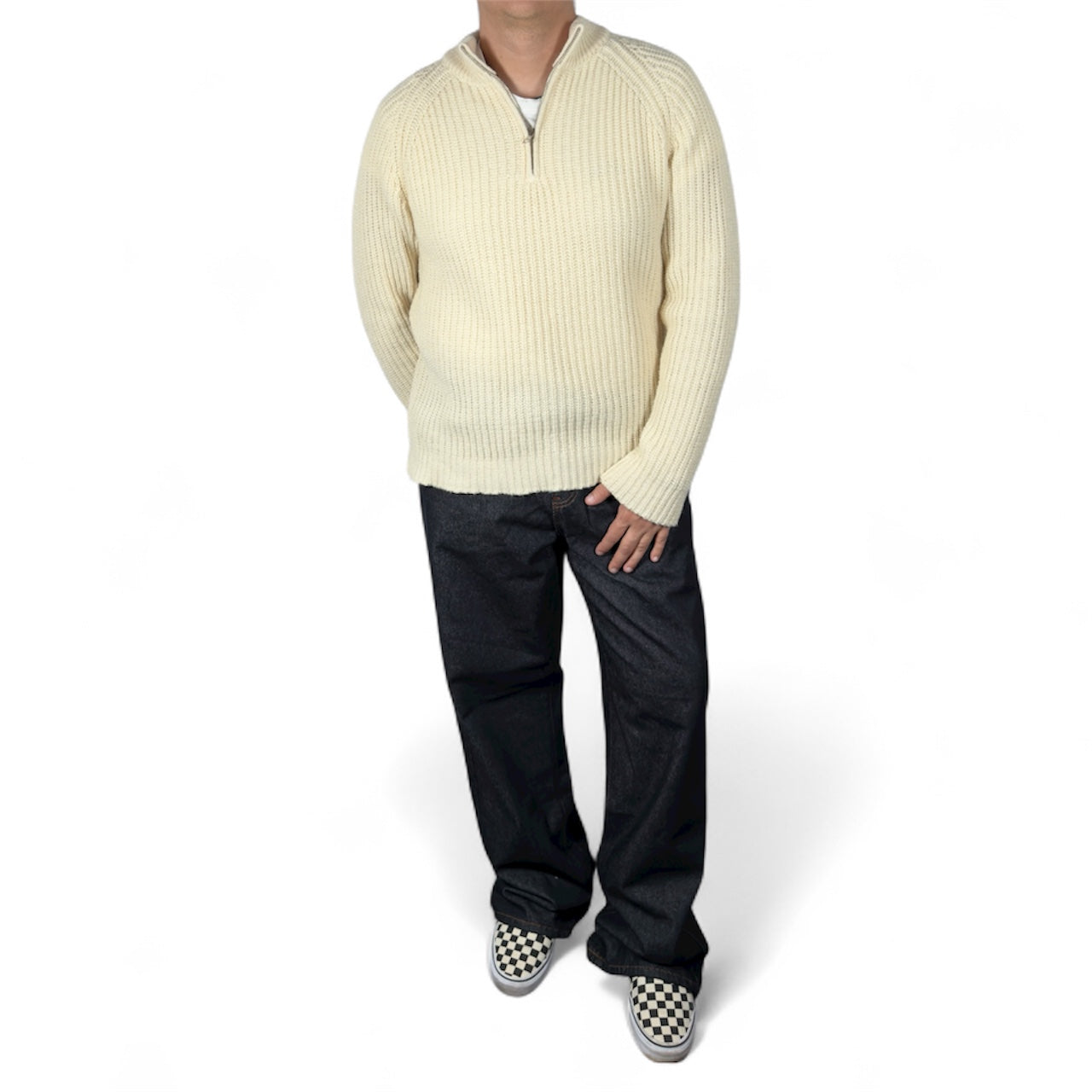 AR SWEATER HALF ZIP CREAM