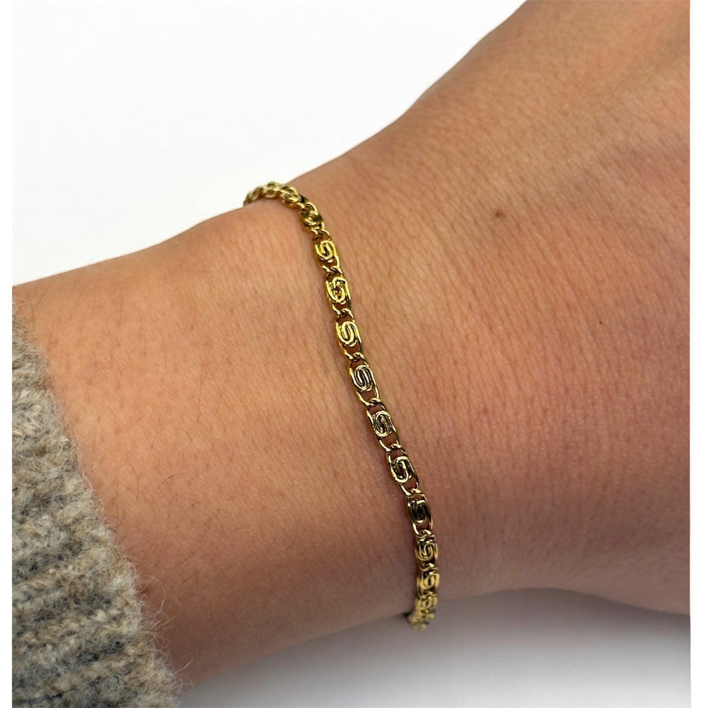 Bracciale acciaio maglia greca