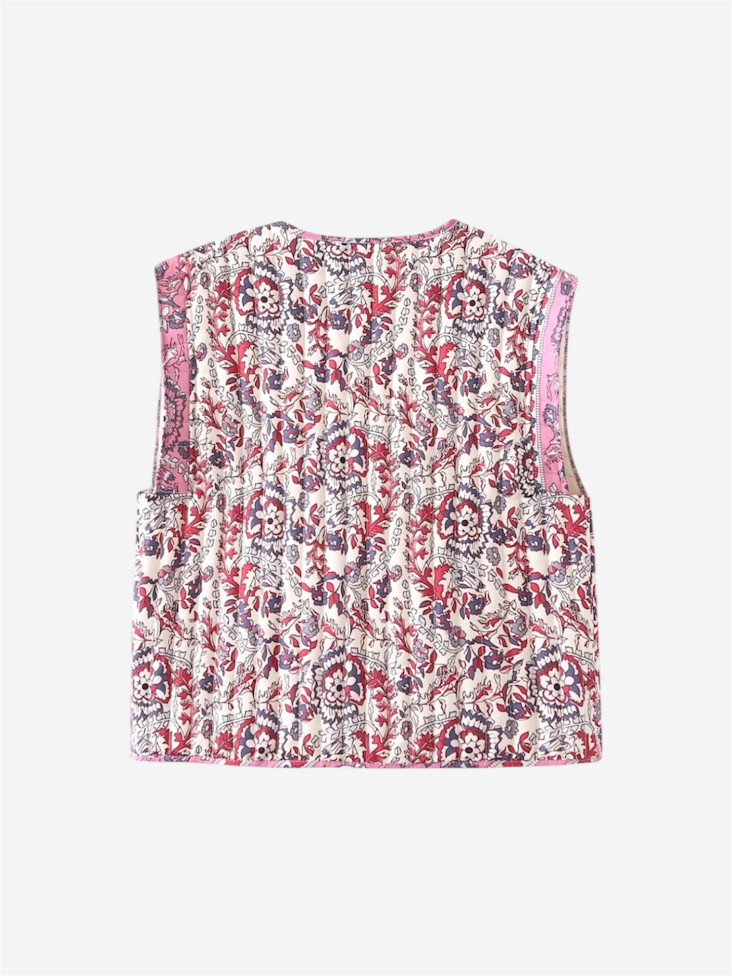 AR OPEN SLEEVELESS VEST WITH FLOWERS