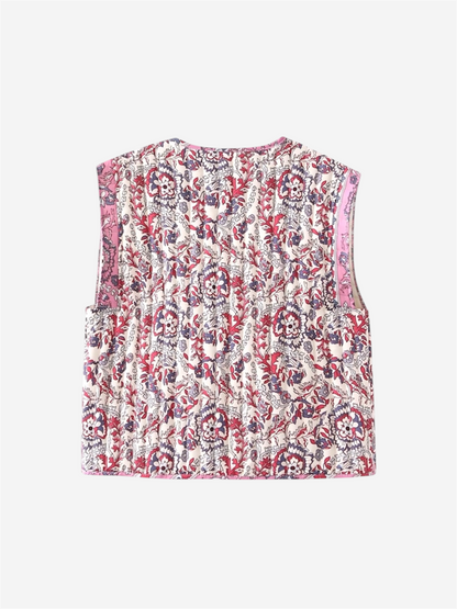 AR OPEN SLEEVELESS VEST WITH FLOWERS