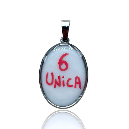 Pendant with writing 6 unique silver