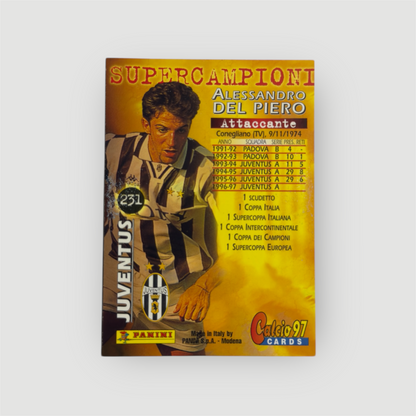 PANINI FOOTBALL CARDS 1996-97 N.231 DEL PIERO JUVENTUS SUPERCHAMPIONS