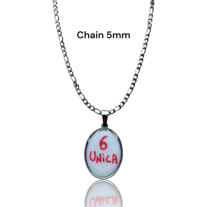 Pendant with writing 6 unique silver